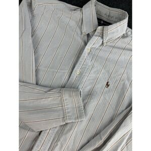 Ralph Lauren Yarmouth Dress Shirt Mens XL Green Striped Pony Button Down